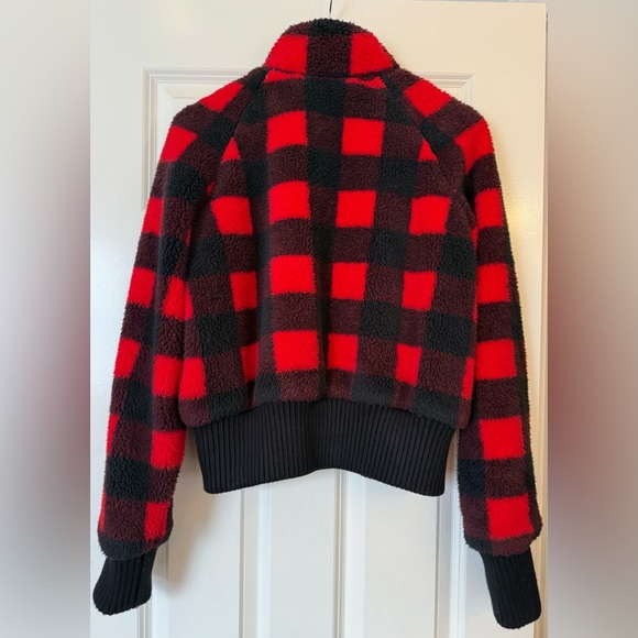 Mother Funnel Neck Ribbed Jacket Women's Small Buffalo Plaid Teatime - Picture 5 of 14